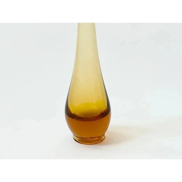 Viking Glass Co. Yellow Hand Blown Glass Retro Midcentury Modern Swung Vase - Picture 4 of 6